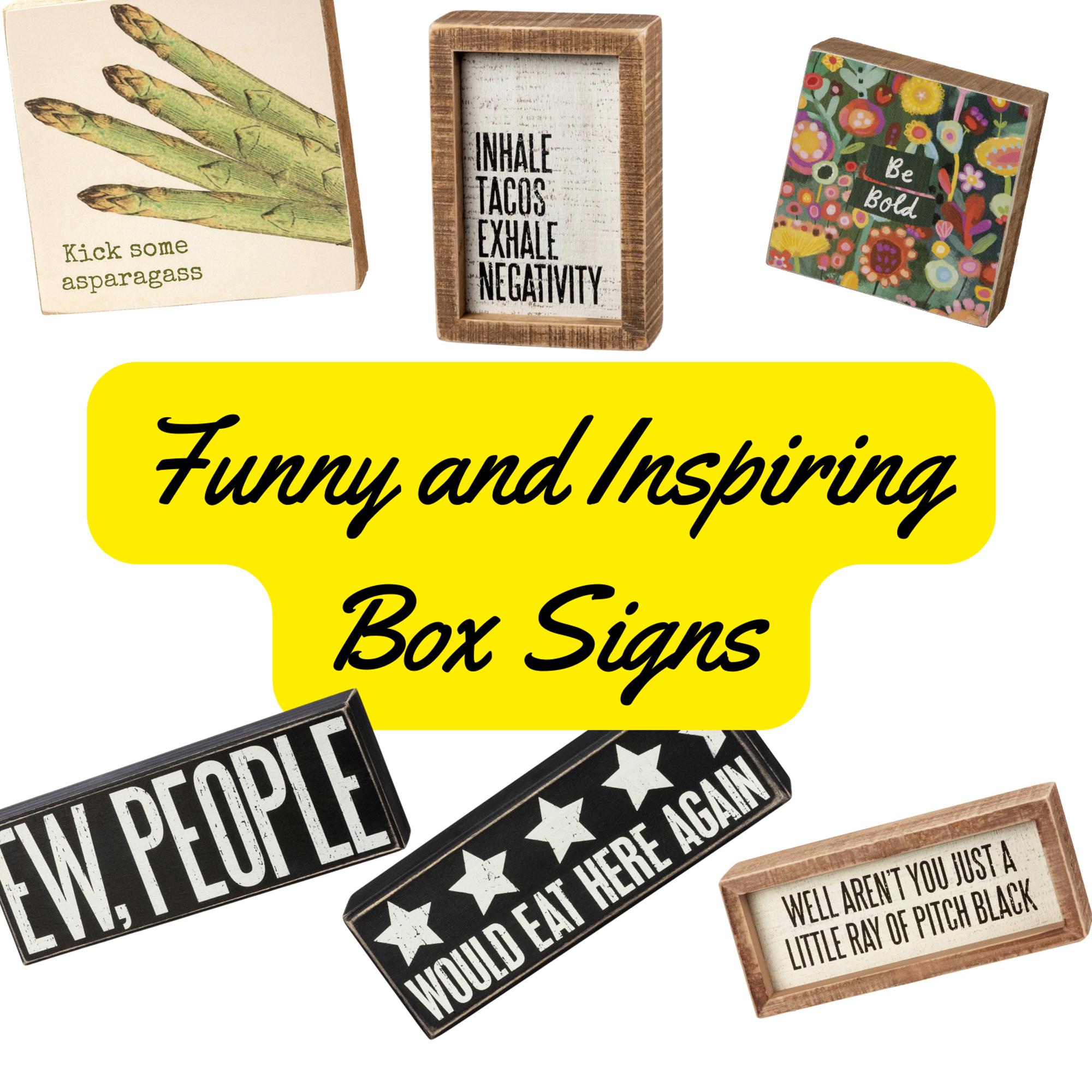 Cute and Funny Graphic Wooden Box Signs with Sayings for Gallery Walls